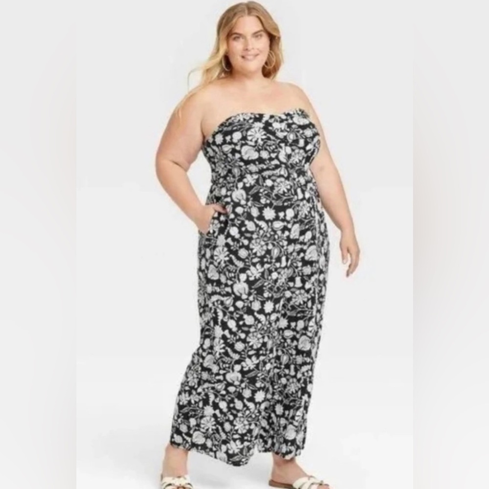 NWT Knox Rose Floral Black and White Jumpsuit size 2X  BG08